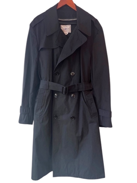 Dscp Other - Military Tench Coat Mens 44R  Black Double Breasted Lined Belted Classic Preppy